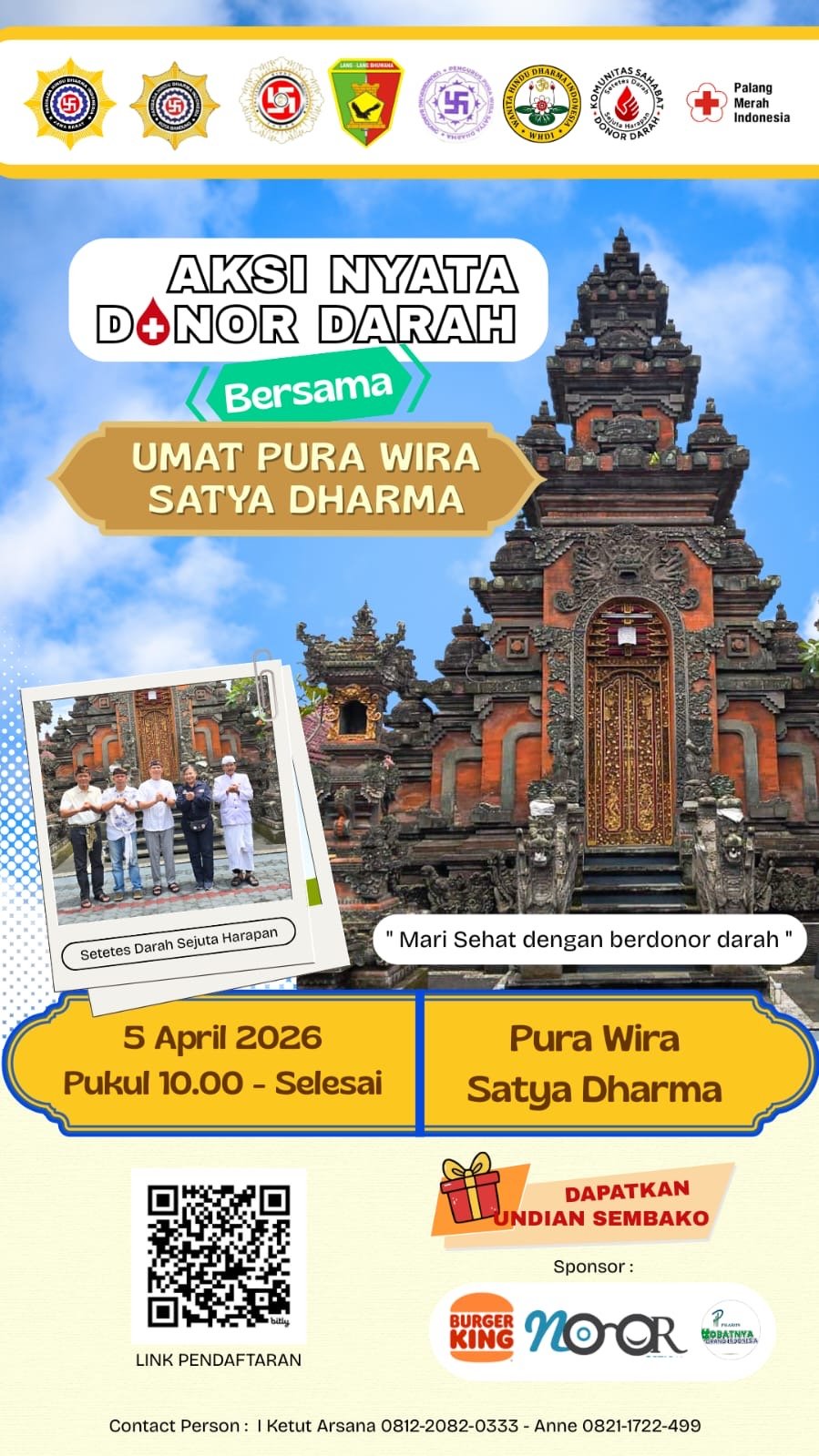 Aksi Nyata Donor Darah KSDD Bersama Umat Pura Wira Satya Dharma